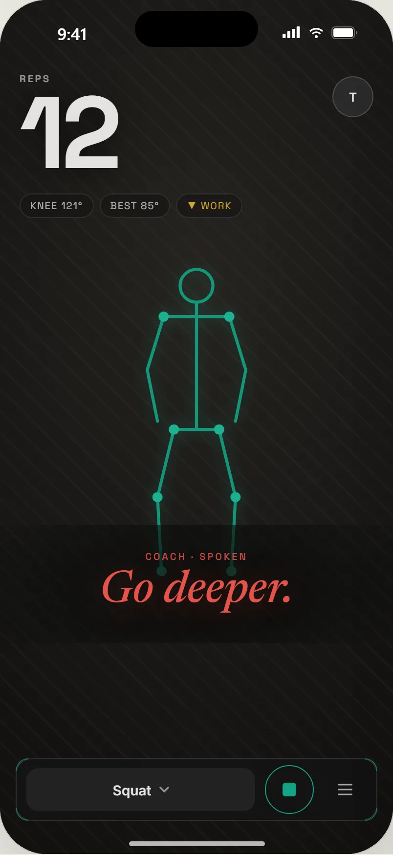 A shallow rep: the coach says Go deeper