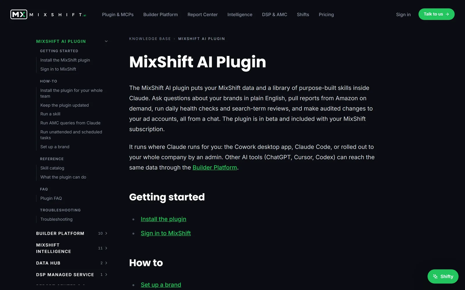 A knowledge base article page