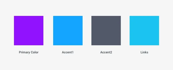 The same four role names rendered in a completely different palette: violet, blue, slate and cyan